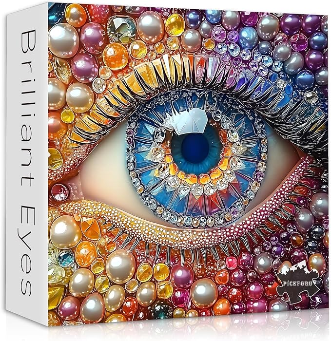 Impossible Puzzles for Adults1000 Pieces, Eye Colorful Gradient Crystal Diamond Abstract Art Themed, Hard Difficult Challenge Jigsaw Puzzle