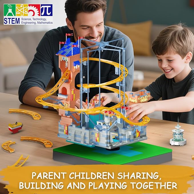 Mould King Roller Coaster Building Block Set, 2584+ Pcs Castle Theme Amusement Park Model Kit with Motors, STEM Construction Rollercoaster Building Set, Home Decoration Gift for Teen Adult