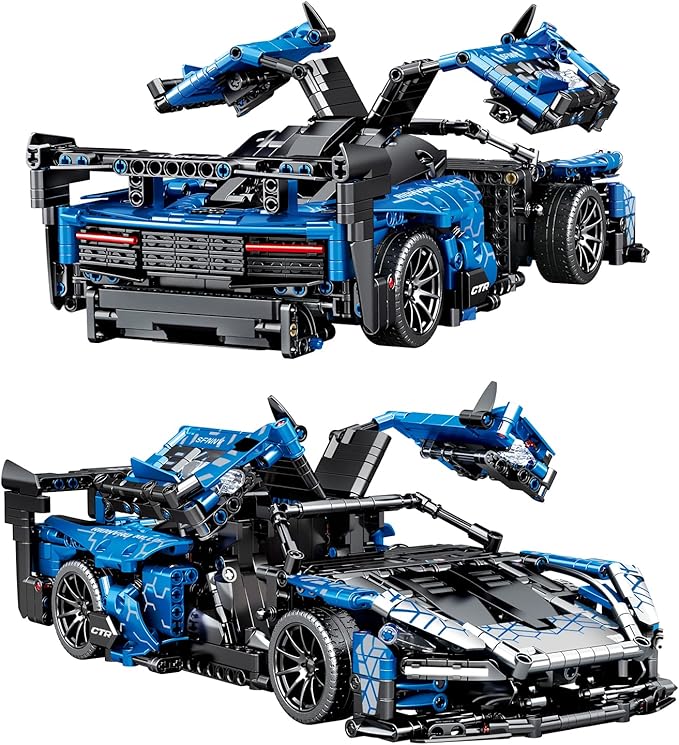 Veottye GTRS Super Sports Car Building Blocks Kit,1:14 Scale MOC Car Model Building Toys,for 8+ Year Boys,Adult(1404 Pieces)