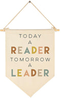 Today A Reader Tomorrow A Leader-Reading Corner Banner-Reading Center Decor-Playroom Decor-Classroom Reading Decor-Canvas Hanging Pennant Flag Banner Wall Sign Decor Gift-Birthday Christmas Gift