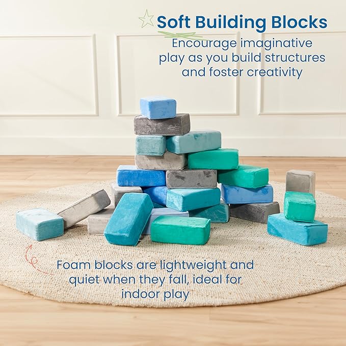 ECR4Kids SoftZone Stack-A-Brick, Foam Blocks, Contemporary, 24-Piece