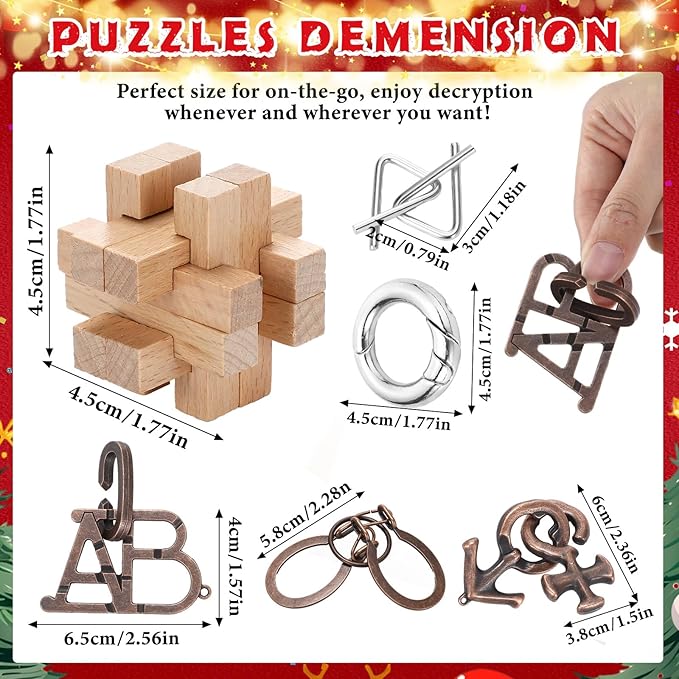 24 Pack Brain Teaser Puzzle Set Wooden and Metal 3D Interlocking IQ Toys for Adults and Teens Educational Games(Educational Style)