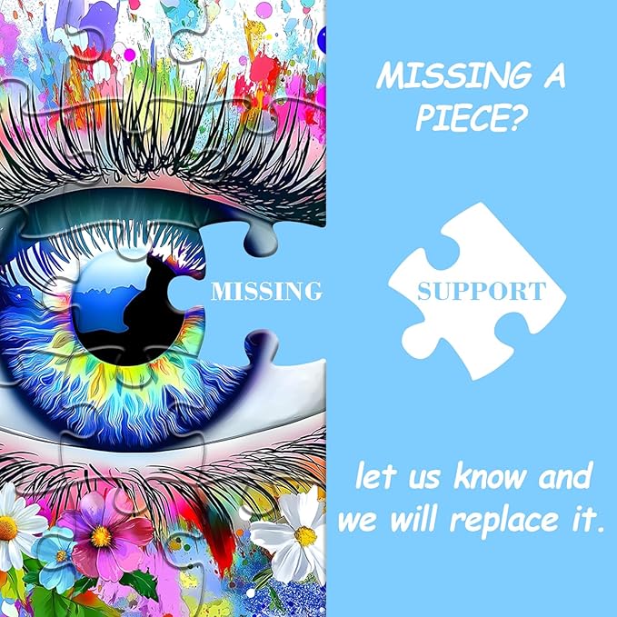 Impossible Puzzle for Adults 1000 Pieces, Eye Flower Abstract Art Puzzle Colorful Gradient, Hard Challenging Butterfly Floral Jigsaw Puzzle