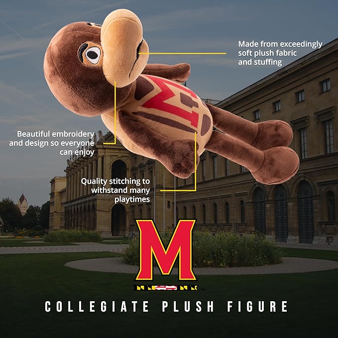 Playtime by Eimmie 14" Maryland Testudo Plush Doll – Soft Rag Doll Mascot for College Football Fans, Sports-Themed Plush Figure for Kids, Toddlers & Collectors, Surface Washable