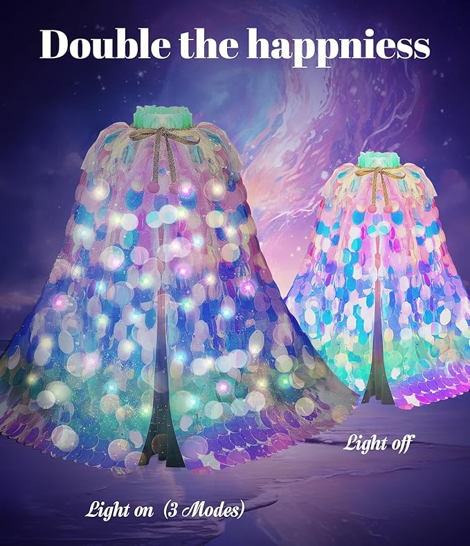 Princess Dress Up Toys Princess Dress Up Clothes Rainbow Mermaid Cape Kit 9 Pcs Gift Set for Little Girls 3-8 Years