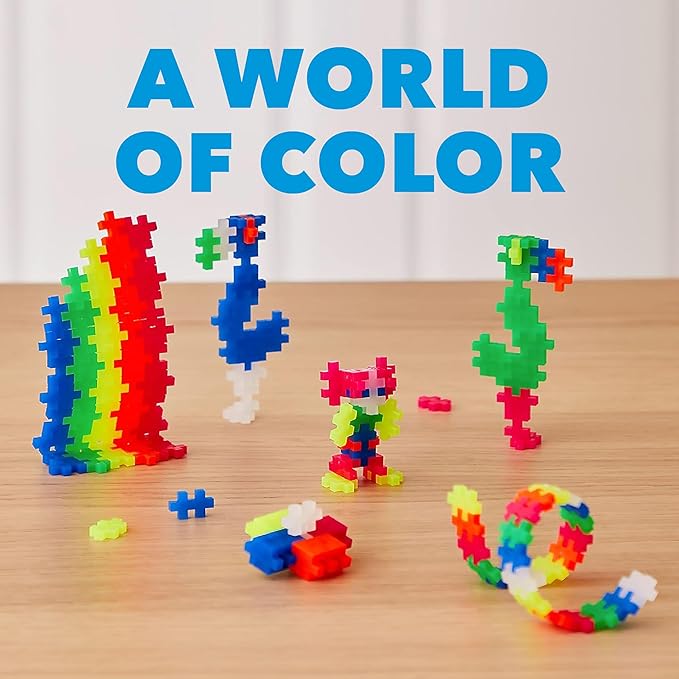 PLUS PLUS Learn to Build Set, Interlocking Mini Building Blocks, 3D Puzzle Construction Stem Toy for Kids - Basic Mix, 400 Pieces