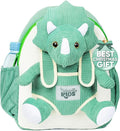 Naturally KIDS Green Dinosaur Backpack for Boys 4-5, Triceratops Dinosaur Gifts for 4-5 Year Old Boys, Girls, Toddler Backpack