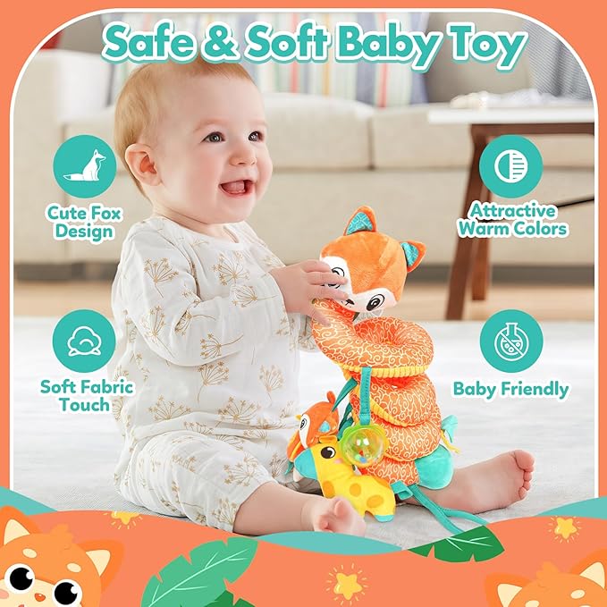 Baby Car Seat Toys Activity Stroller Toy for Boys Girls 0 3 6 9 10 12 Months, Spiral Hanging Plush Toys,Baby Shower Thank You Gift, Medium