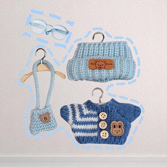Clothes Set for 15cm/17cm Doll(NO Doll) , Handcrafted Crochet Set Hat & Sweater, Stylish Premium Outfit with Accessories, Cute for Dress up Unique Style