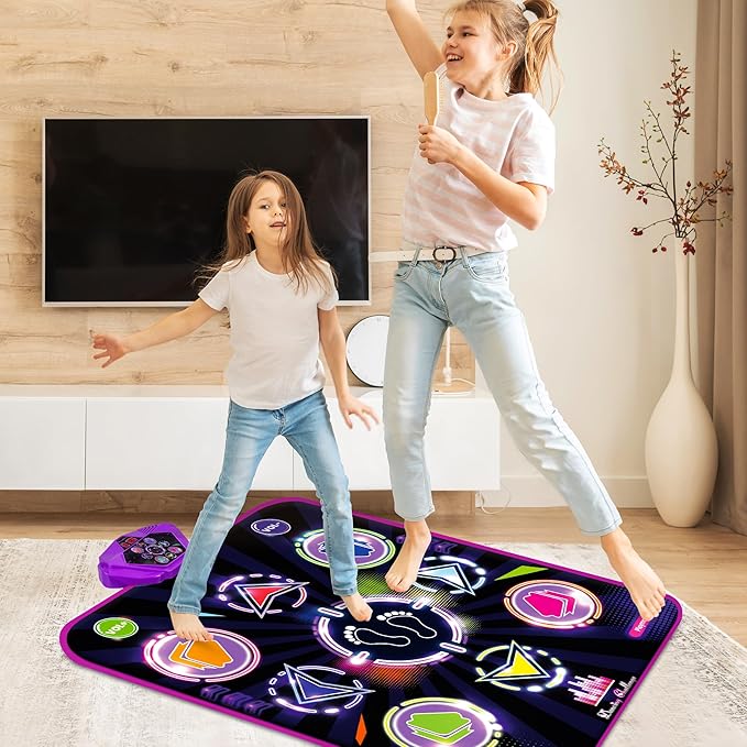 Dance Mat for Kids, Adjustable Volume, Built-in Music, 5 Game Modes, Dancing Game Pad for 3 4 5 6 7 8+ Year Old Girls Boys, Dance Toys Gifts, Perfect Xmas Birthday Gift