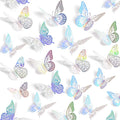 SAOROPEB 3D Butterfly Wall Decor, 72 Pcs 3 Styles 3 Sizes, Removable Metallic Wall Sticker Room Mural Decals for Kids Bedroom Nursery Classroom Party Decoration Wedding Decor DIY Gift (Laser)
