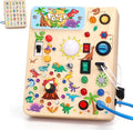 Toddler Busy Board,Montessori Toys for 1-3 Years Old,Baby Sensory Board,Wooden Learning Toys,Christmas & Birthday Gift for Boys & Girls (Dinosaur Busy Board v2)