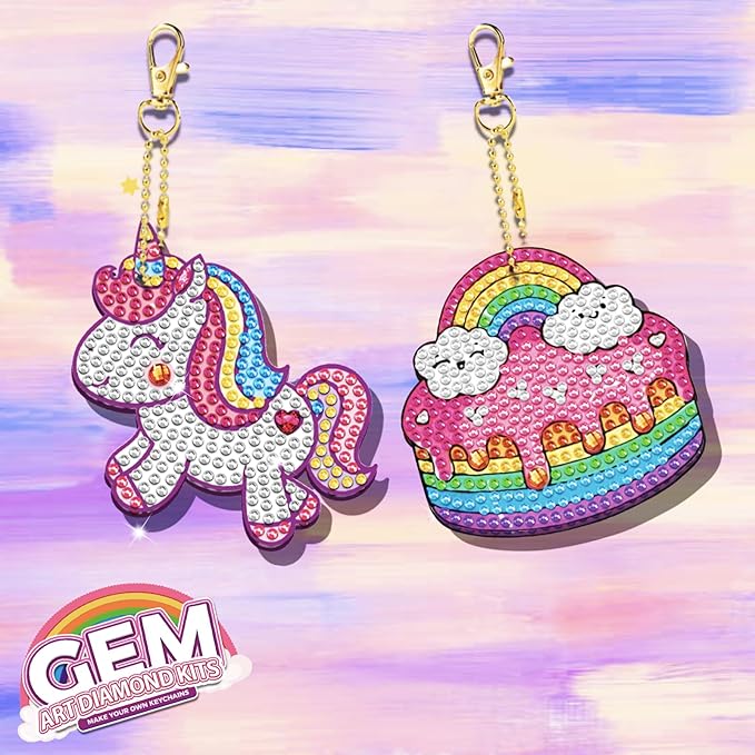Arts and Crafts for Kids Ages 8-12 - 5D Gem Art Painting Kits for Kids - Create Your Own Gem Keychains by Number DIY Craft Gifts for Girls Boys Ages 6-8 8-10 10-12