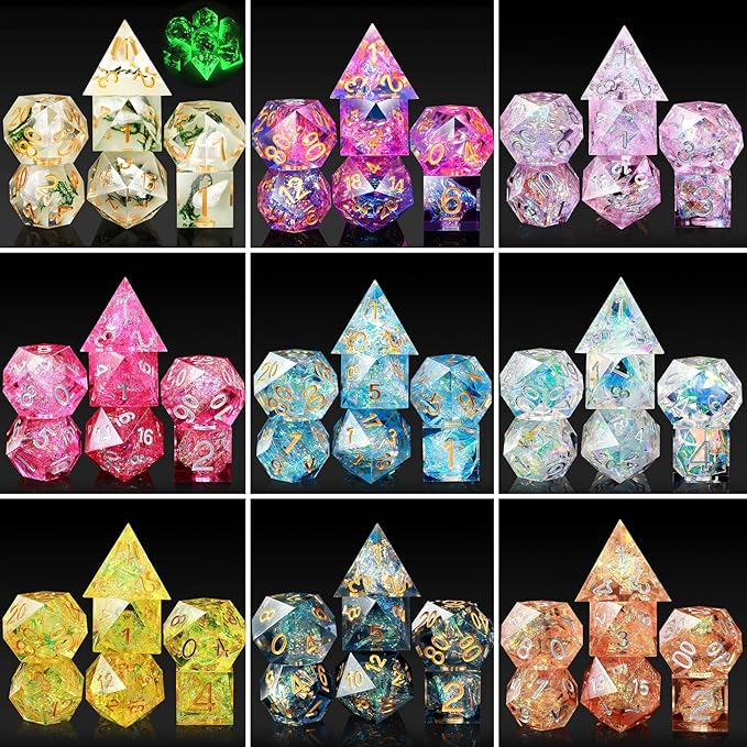 DNDND Mystery DND Dice,Random Sharp Edge Dice Set with Gorgeous Gife Case for Dungeons and Dragons (Mystery Sharp Dice)