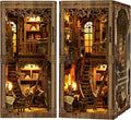 Book Nook Kit - DIY Miniature Dolls House Kit with Furniture and LED Light, 3D Puzzle Wooden Art Bookends, Model Kits for for Adults and Teens (Ancient Books)