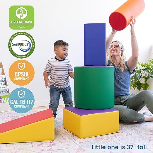 ECR4Kids SoftZone Climb and Crawl Playset, Building Blocks, Assorted, 5-Piece