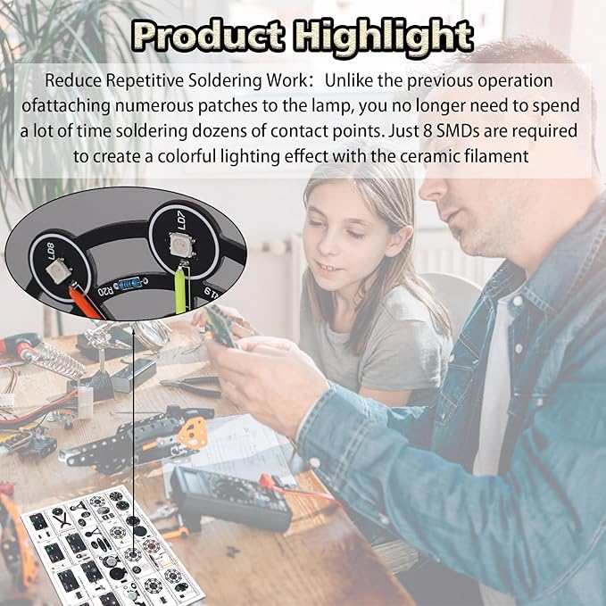 STEM Soldering Practice Kit - DIY Rotating Ferris Wheel Solder Practice Kit with 10 Light Modes, Colorful LED Electronics Soldering Projects for Adult Student Training Desk Decor Present