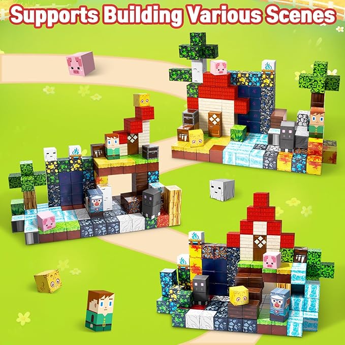 150PCS Magnetic Blocks for Kids, 0.8in Magnetic Building Block Toys for Boys Girls Age 3 4 5 6 7 8 9 10 Magnet Cubes Game Magnetic Tiles STEM Toys Christmas Birthday Gifts for Kids Toddlers