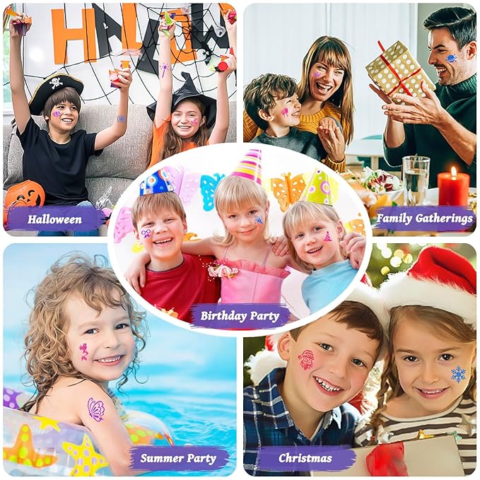 Temporary Glitter Tattoos Kit for Kids,48 Glitter Colors, 178 Stencils,4 Glue,5 Brushes,Adults and Kids Arts Glitter Kit,Wonderful Holiday Gifts for Girls & Boys.