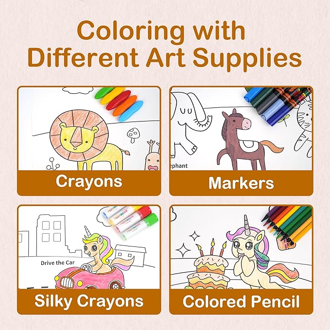 YPLUS Children Drawing Roll, Coloring Paper Roll for Kids, 120 x 11.8 Inch Sticky DIY Painting Drawing Paper Rolls for Toddler, Kids' Gift, Party Activities, Wall Coloring Paper Stickers - Animal