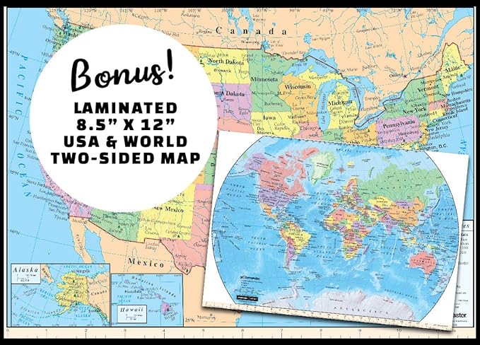 Replogle Student - Educational Classic World globe, Blue Ocean, Raised Relief feature, including a bonus map, made in USA, 12"/30cm diameter
