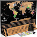 Landmass Scratch Off World Map, Deluxe Travel Tracker with Flags, Detailed Cartography, Gift Idea for Travelers, Wall Art, Home or Office Decor, 17x24 Inches
