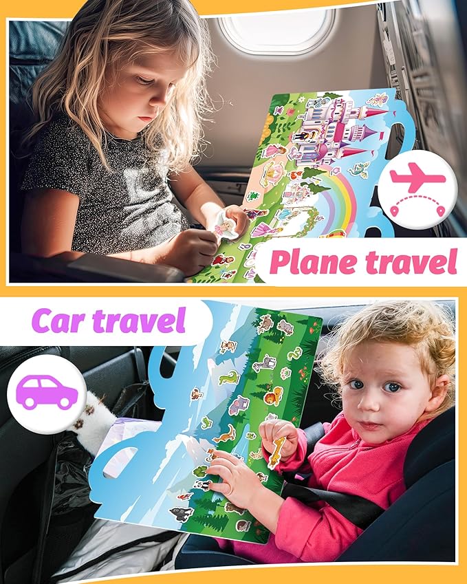 Reusable Sticker Book for Toddlers 2-4 Years, Stickers for Kids, Toddler Craft Activities, Toddler Travel Toys Ages 2+ Boy Girl Birthday Gifts