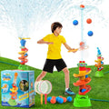 Water Rocket Sprinkler for Kids, Outdoor Sprinkler Rocket Launcher Toy for Backyard, Summer Water Toys for Kids Ages 3-12, Fun Water Powered Rocket Toy (3-in-1-ball)