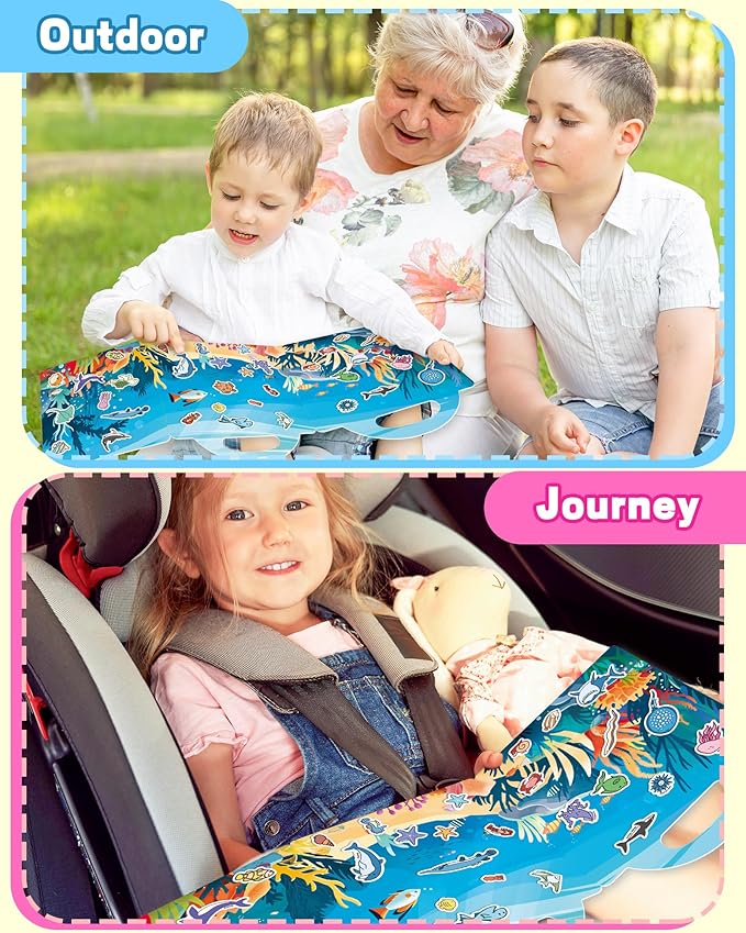 Reusable Sticker Book for Toddlers 2-4 Years, Stickers for Kids, Toddler Craft Activities, Toddler Travel Toys Ages 2+ Boy Girl Birthday Gifts