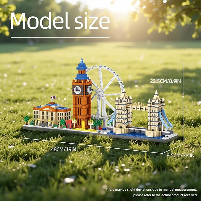 Architecture London Skyline Micro Mini Blocks Building Set, The London Eye, Big Ben, Westminster Palace, and Tower Bridge Gift for Kids and Adults (3110 Pieces)