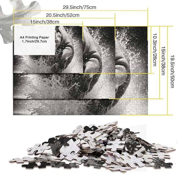 Hippo Thickened Wooden Jigsaw Puzzles 500 Pieces 3D Animal for Adults Fun Education Game Home Decoration Toy Intellectual Game Stress Relief Toy Premium & Durable 500pcs (52x38cm)