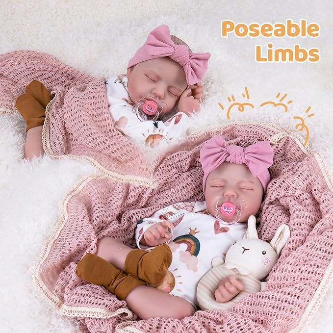 Aori Lifelike Reborn Baby Dolls Real Life Realistic Baby Dolls 20 '' Sleeping Newborn Baby Girl with Rainbow Doll Clothes for Girls 3+