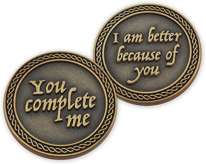 Bulk Set of 3 Romantic Love Expression Coins, You Complete Me, I am Better Because of You, Anniversary Pocket Tokens for Date Night, Love Gift for Men & Women, from Him or Her