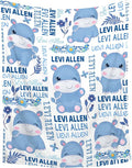 Personalized Baby Blanket for Girls Boys Kids Hippo Custom Baby Blanket with Name Throw Birthday Gift for Toddlers Infants Shower Newborns Nursery Stroller Crib Bed Decor