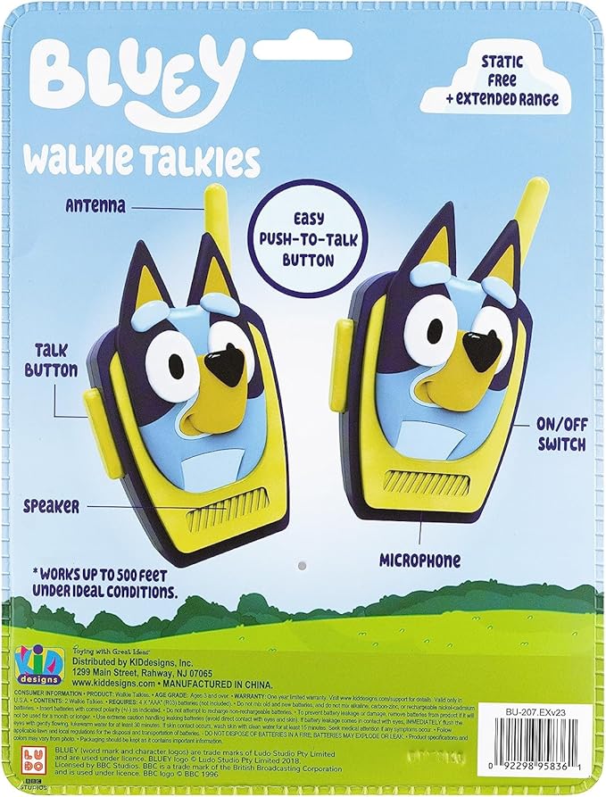 ekids Bluey Toy Walkie Talkies for Kids, Designed for Fans of Bluey Toys for Toddlers