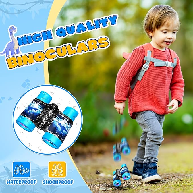 Dinosaur Binoculars Toys for Kids 3 4 5 6 7 8Year Old Boys Girls Christmas Birthday Gifts for Boy Grandkids Ages 3-5 4-6 Toddlers Blue Dino Binoculars Toys Bird Watching Outdoor Camping Telescope Toy