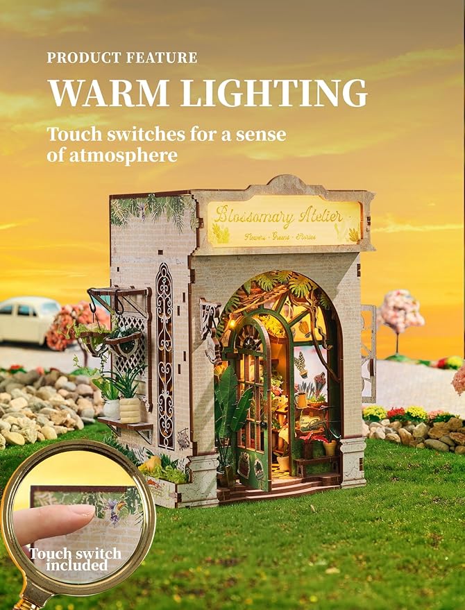 Flower Shop Miniature House Kit,DIY Miniature Dollhouse Kit with LED & Furniture,Mini Diorama House Building Kit for Adults Teens,3D Wooden Crafts Tiny House Mini Model Kit,Home Decor Birthday Gifts