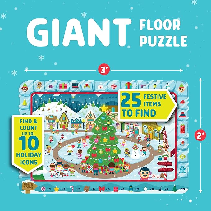 Chuckle & Roar - Christmas Village Puzzle - Engaging and Educational Puzzles for Kids - Larger Pieces Designed for Preschool Hands - 50 PC Floor Puzzle