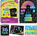 Scratch Art for Kids: 36 Pack Rainbow Scratch Paper Party Favors - Art Crafts Notebook Suitable for Birthday Gifts/School Crafts Kit/Classroom Prizes for Girls and Boys Aged 4-12