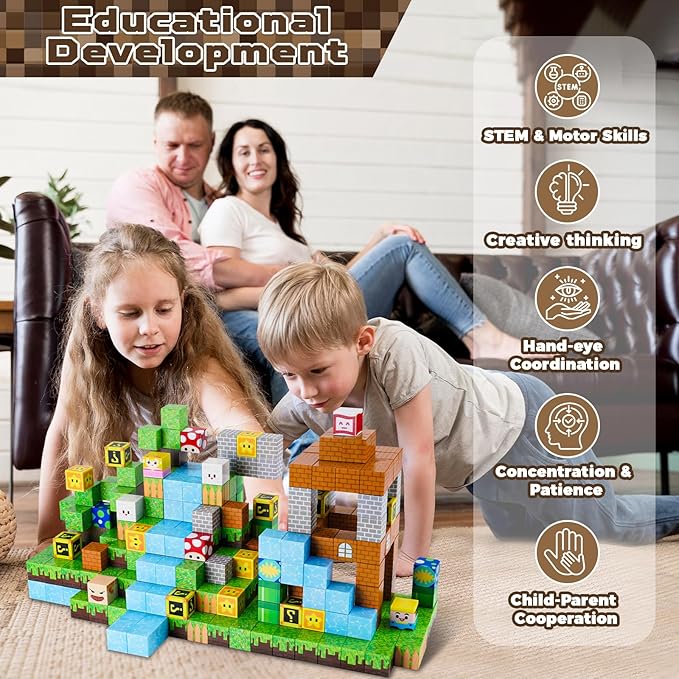 Magnetic Blocks-100PCS Magnetic Building Cubes Blocks, STEM Montessori Sensory Toys for Toddlers Kids Boys Girls Ages 3 4 5 6 7 8 9 10 Christmas Birthday Gifts