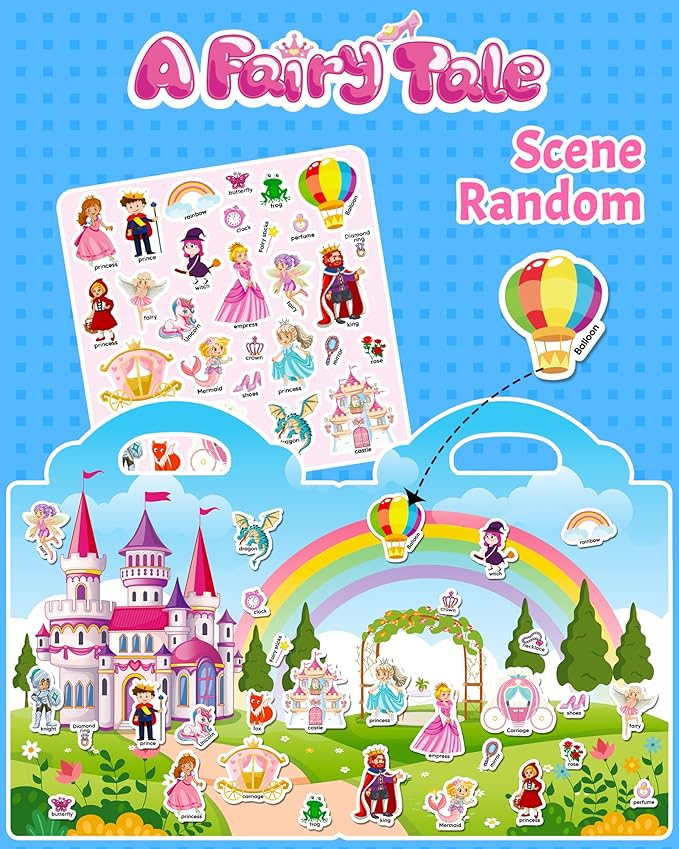 Reusable Sticker Book for Toddlers 2-4 Years, Stickers for Kids, Toddler Craft Activities, Toddler Travel Toys Ages 2+ Boy Girl Birthday Gifts