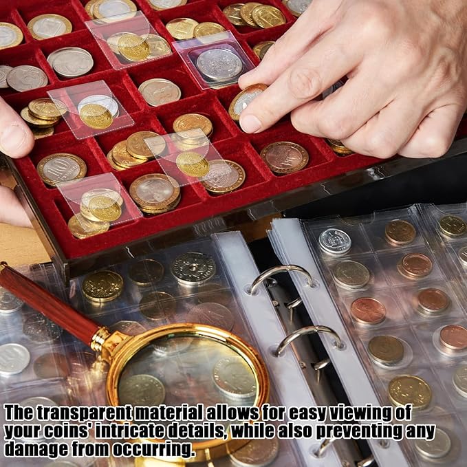 Ysglory 150Pcs Single Pocket Coin Flips Coin Sleeves Holders Clear PVC Coin Protectors Individual Plastic Coin Holders for Coin Currency Bills Collectors Protector (2.2 x 2 Inch) (Round)