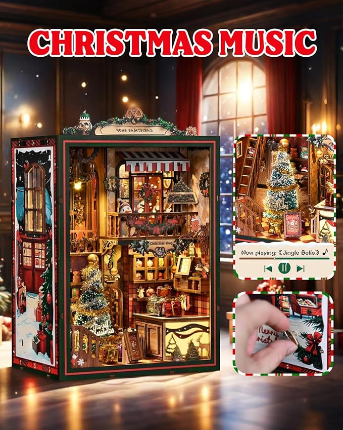 Book Nook Kit - DIY Miniature House Dollhouse 3D Puzzles for Adults and Teens - Gifts for Family and Friends Bookshelf Decor Tiny House Model Build with LED Light (AH01-001)