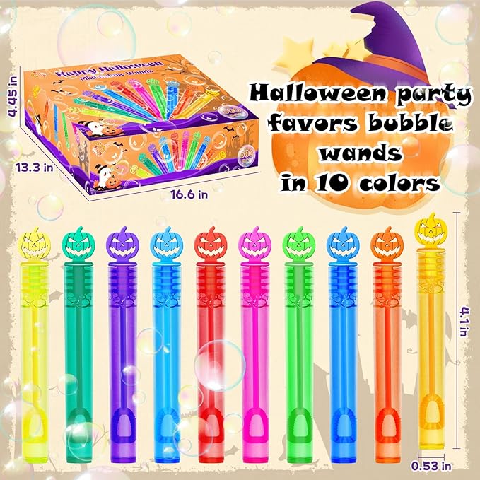 500 Piece Halloween Party Favor Bubbles, Halloween Bubble Wands Bulk for Kids Party Favor Supplies, Trick or Treat Goodie Bags, School Classroom Game Rewards, Halloween Miniatures