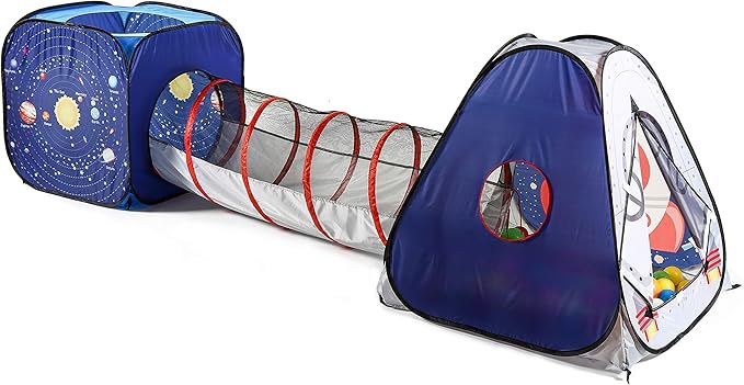 UTEX 3pc Space Astronaut Pop Up Play Tents with Tunnels for Kids, Boys, Girls, Babies and Toddlers, Indoor/Outdoor Playhouse –Stem Inspired Design W/Solar System & Planet