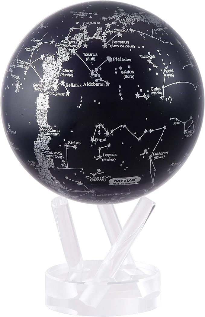 MOVA Constellations Rotating Globe – 4.5” Solar-Powered Star Map for Astronomy Lovers, No Batteries or Cords, Unique Desk Gift