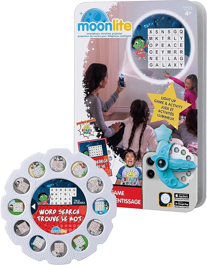 Moonlite Storytime - Ryan's World - Word Search - A Magical Way to Read Together - Projector Sold Separately - Digital Story w/ Sound FX - Learning Gifts for Kids Ages 1 Year & Up