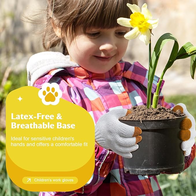 MIG4U Kids Gardening Gloves with Touchscreen Fingers, Anti-Slip Grips, Latex-Free for Ages 3-12, Durable for Outdoor Play