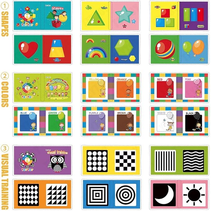 My First Soft Book,teytoy Nontoxic Fabric Baby Cloth Activity Crinkle Soft Books for Infants Boys and Girls Early Educational Toys (Pack of 12)