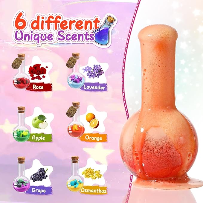 MeCids Magic Potion Bubble Bath Bombs for Kids -Bath Color Tablets Bath Potions for Toddlers Ages 4-12 Fun Science Kit Gift for Birthday, Halloween，Christmas- 6 Pack